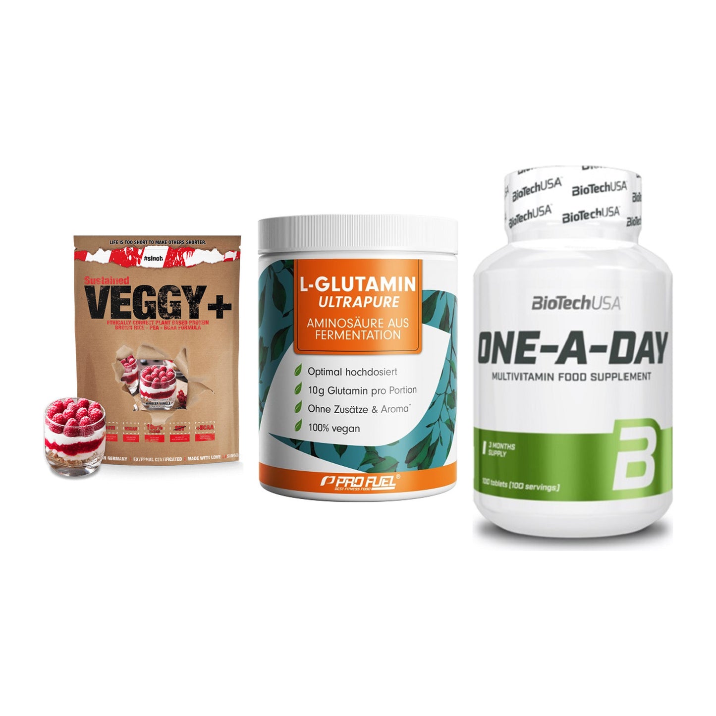 Pflanzliches Set: Sinob VEGGY + ProFuel Glutami + BioTech One A – alle enthaltenen Artikel