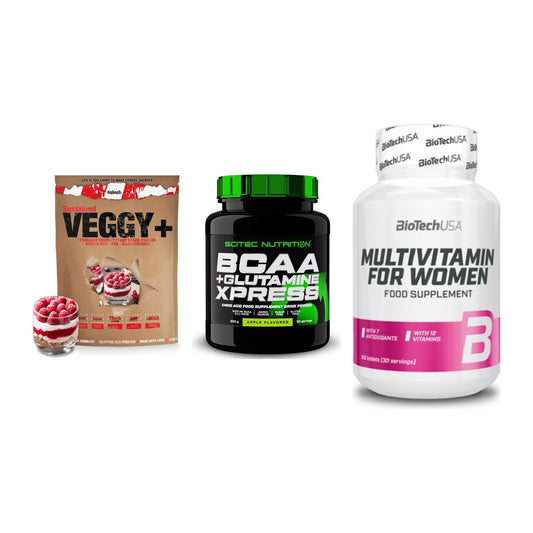 Pflanzliches Set: Sinob VEGGY + Scitec BCAA + BioTech Multivi – alle enthaltenen Artikel