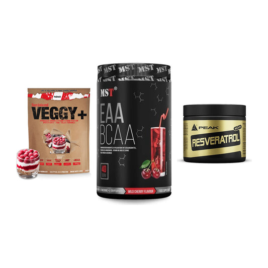 Pflanzliches Set: Sinob VEGGY + MST EAA & BCAA + Peak Resveratro – alle enthaltenen Artikel
