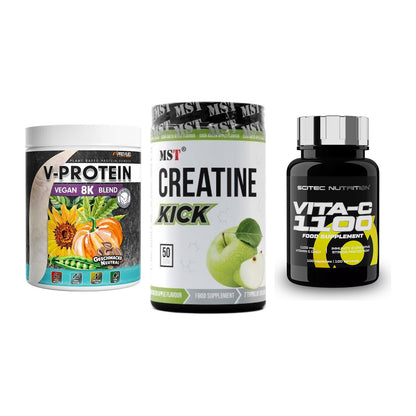 Pflanzliches Set: ProFuel V-Prote + MST Creatine + Scitec Vitamin – alle enthaltenen Artikel