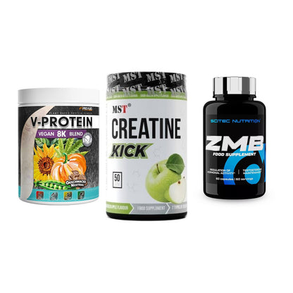Pflanzliches Set: ProFuel V-Prote + MST Creatine + Scitec ZMB – alle enthaltenen Artikel