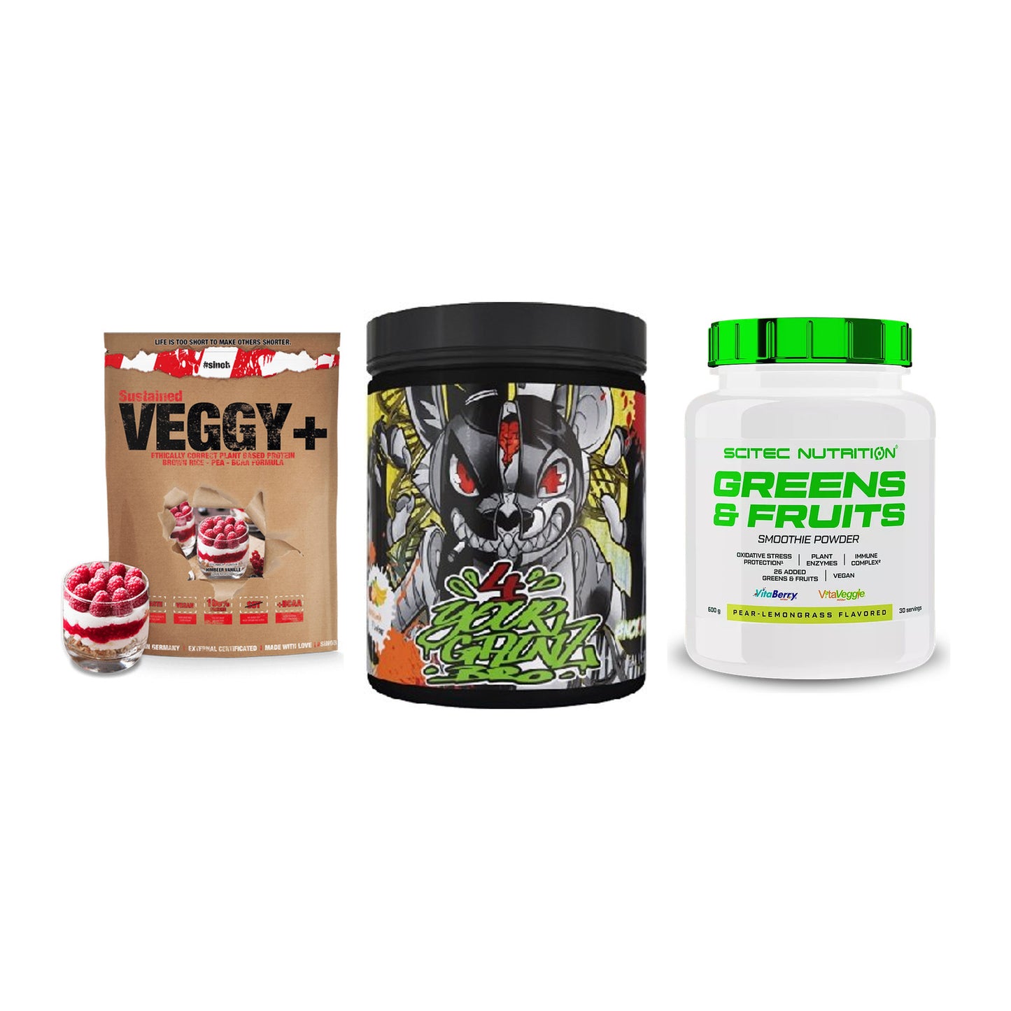 Pflanzliches Set: Sinob VEGGY + BPS-Pharma + Scitec Greens – alle enthaltenen Artikel
