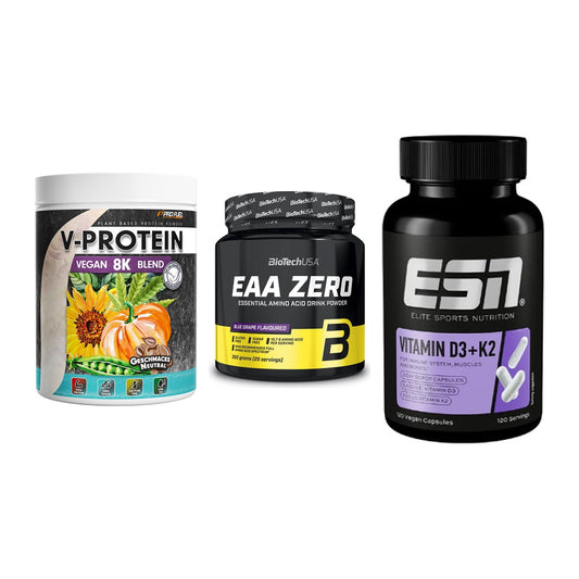 Pflanzliches Set: ProFuel V-Prote + BioTech EAA + ESN Vitamin D3 – alle enthaltenen Artikel