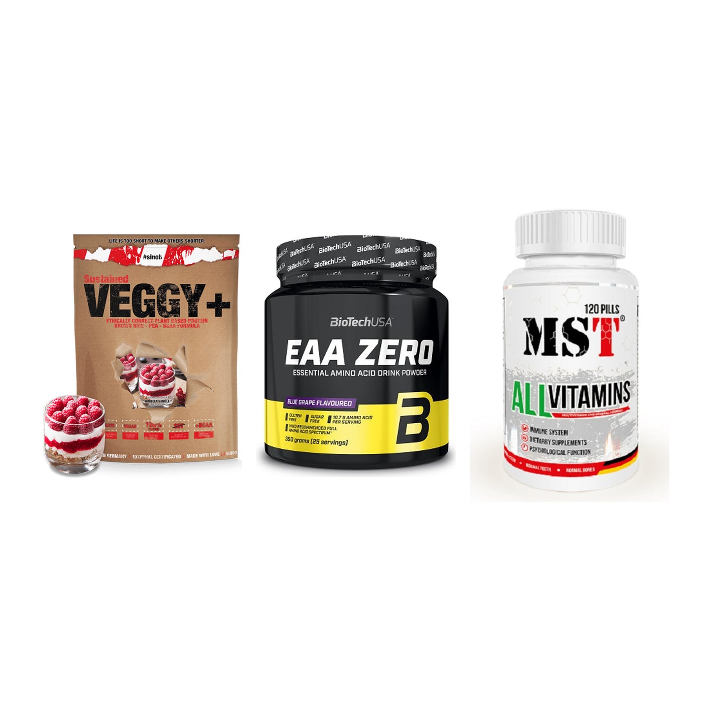 Pflanzliches Set: Sinob VEGGY + BioTech EAA + MST All Vitamin – alle enthaltenen Artikel