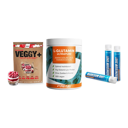 Pflanzliches Set: Sinob VEGGY + ProFuel Glutami + Body Attack – alle enthaltenen Artikel