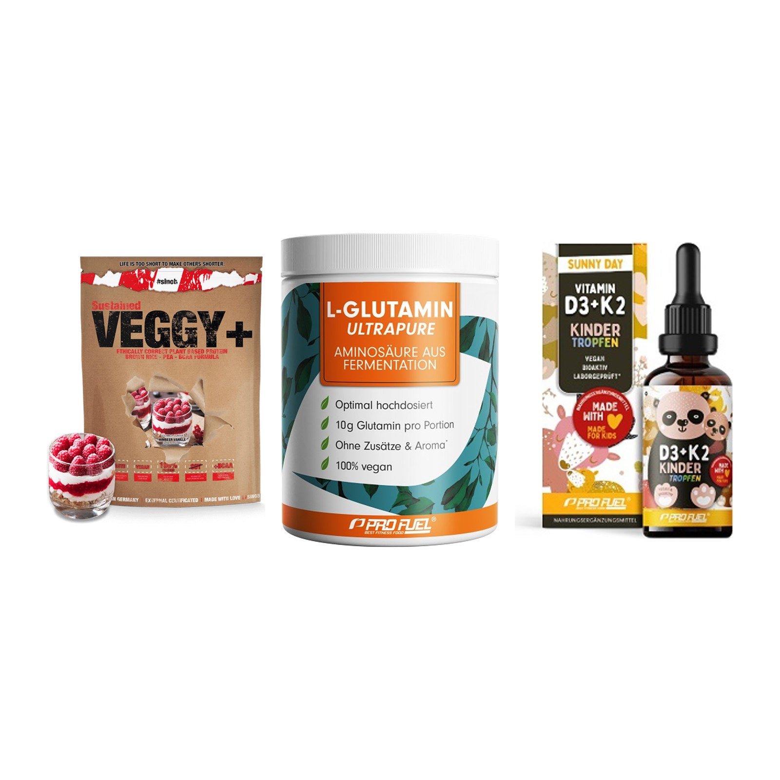 Pflanzliches Set: Sinob VEGGY + ProFuel Glutami + ProFuel VITAMIN – alle enthaltenen Artikel