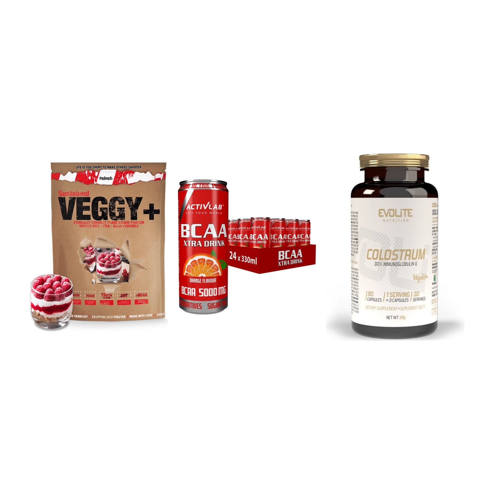 Pflanzliches Set: Sinob VEGGY + Activlab BCAA + Evolite Nutriti – alle enthaltenen Artikel