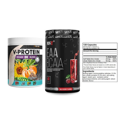 Pflanzliches Set: ProFuel V-Prote + MST EAA & BCAA + GN Zinc Citrate – alle enthaltenen Artikel