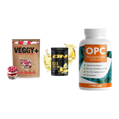 Pflanzliches Set: Sinob VEGGY + GN EAA Xtreme + ProFuel OPC – alle enthaltenen Artikel