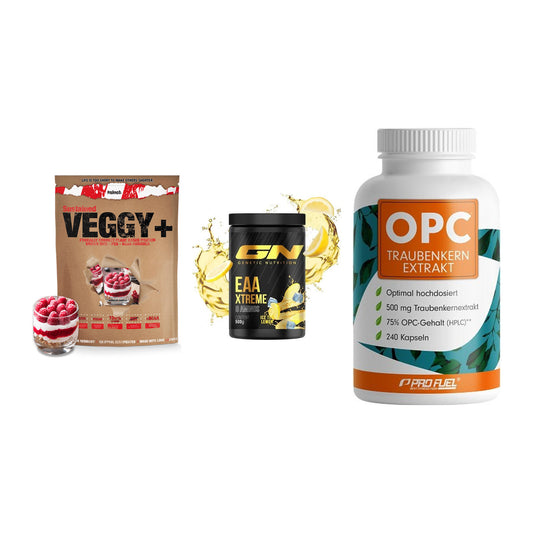 Pflanzliches Set: Sinob VEGGY + GN EAA Xtreme + ProFuel OPC – alle enthaltenen Artikel