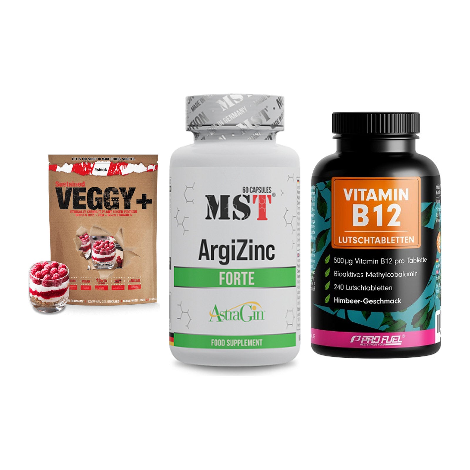 Pflanzliches Set: Sinob VEGGY + MST ArgiZinc + ProFuel Vitamin – alle enthaltenen Artikel