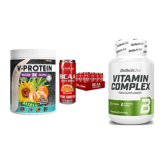 Pflanzliches Set: ProFuel V-Prote + Activlab BCAA + BioTech Vitamin – alle enthaltenen Artikel
