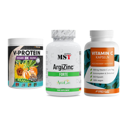 Pflanzliches Set: ProFuel V-Prote + MST ArgiZinc + ProFuel Vitamin – alle enthaltenen Artikel