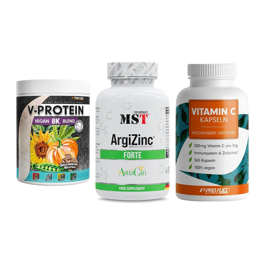 Pflanzliches Set: ProFuel V-Prote + MST ArgiZinc + ProFuel Vitamin – alle enthaltenen Artikel