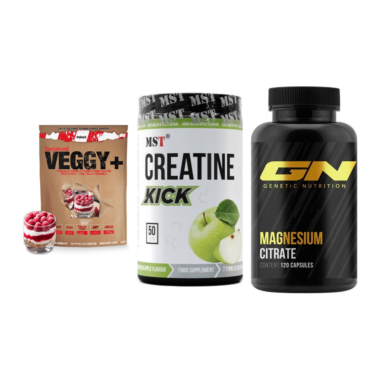 Pflanzliches Set: Sinob VEGGY + MST Creatine + GN Magnesium – alle enthaltenen Artikel