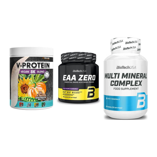 Pflanzliches Set: ProFuel V-Prote + BioTech EAA + BioTech Multi – alle enthaltenen Artikel