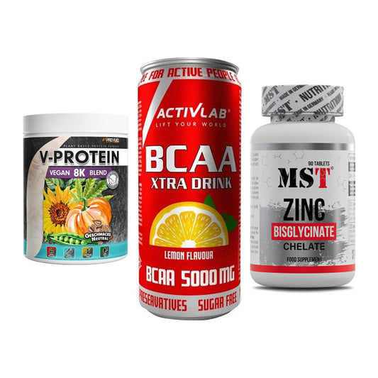 Pflanzliches Set: ProFuel V-Prote + Activlab BCAA + MST Zinc – alle enthaltenen Artikel
