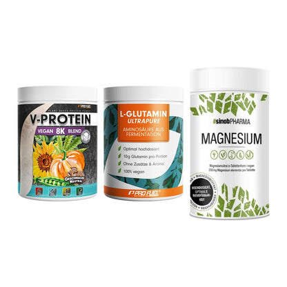 Pflanzliches Set: ProFuel V-Prote + ProFuel Glutami + Sinob Magnesium – alle enthaltenen Artikel