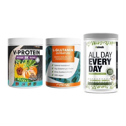 Pflanzliches Set: ProFuel V-Prote + ProFuel Glutami + Sinob All Day – alle enthaltenen Artikel