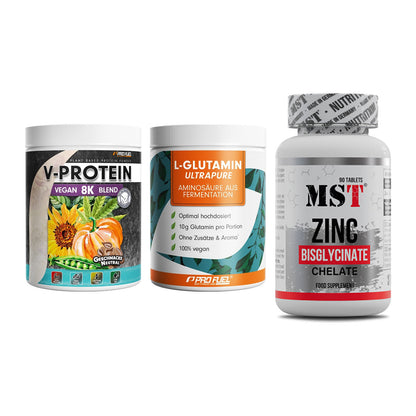 Pflanzliches Set: ProFuel V-Prote + ProFuel Glutami + MST Zinc – alle enthaltenen Artikel