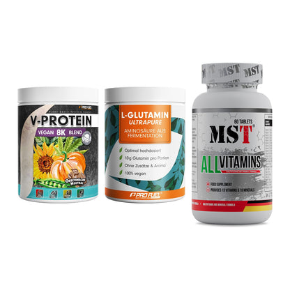 Pflanzliches Set: ProFuel V-Prote + ProFuel Glutami + MST All Vitamin – alle enthaltenen Artikel