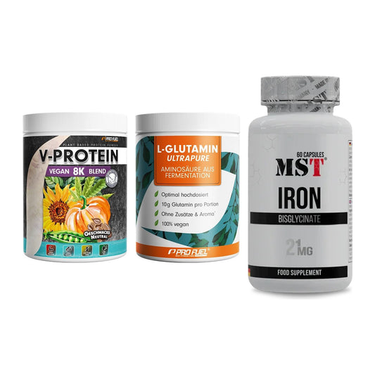 Pflanzliches Set: ProFuel V-Prote + ProFuel Glutami + MST Iron – alle enthaltenen Artikel