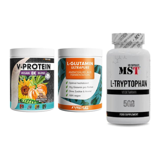 Pflanzliches Set: ProFuel V-Prote + ProFuel Glutami + MST Tryptophan – alle enthaltenen Artikel