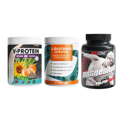 Pflanzliches Set: ProFuel V-Prote + ProFuel Glutami + Big Zone – alle enthaltenen Artikel