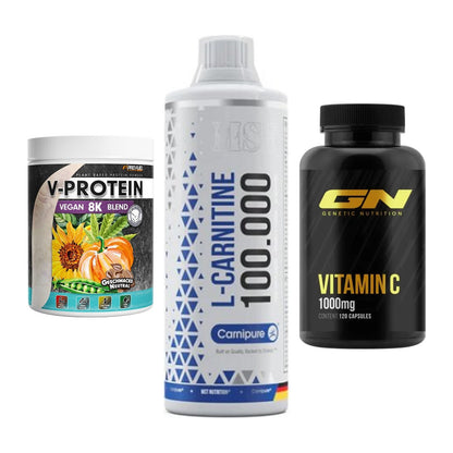 Pflanzliches Set: ProFuel V-Prote + MST L-Carnitine + GN Vitamin C – alle enthaltenen Artikel