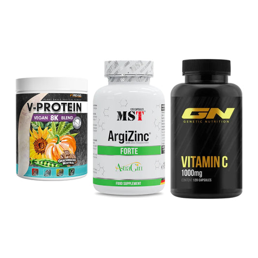 Pflanzliches Set: ProFuel V-Prote + MST ArgiZinc + GN Vitamin C – alle enthaltenen Artikel