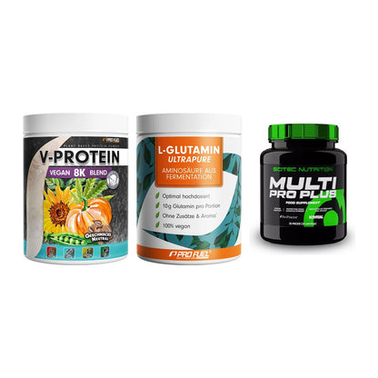 Pflanzliches Set: ProFuel V-Prote + ProFuel Glutami + Scitec Multi – alle enthaltenen Artikel