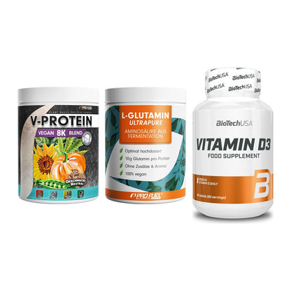 Pflanzliches Set: ProFuel V-Prote + ProFuel Glutami + BioTech Vitamin – alle enthaltenen Artikel