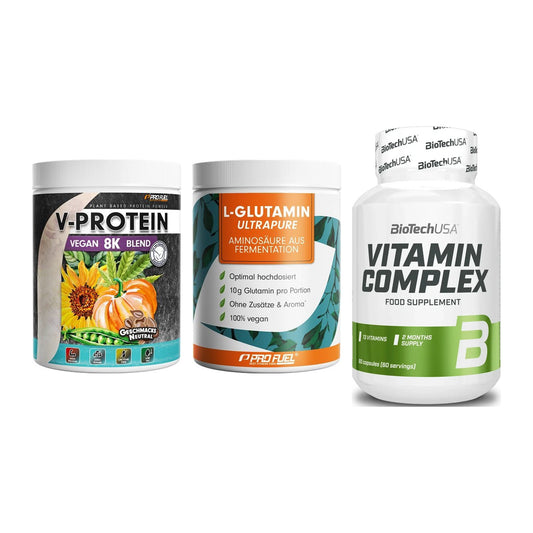 Pflanzliches Set: ProFuel V-Prote + ProFuel Glutami + BioTech Vitamin – alle enthaltenen Artikel