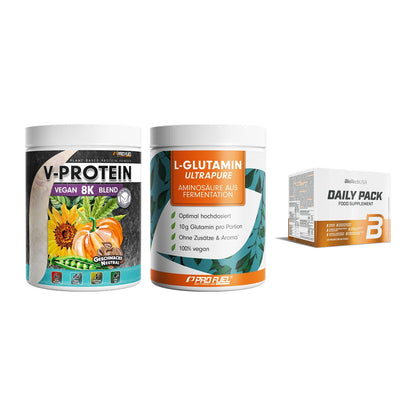 Pflanzliches Set: ProFuel V-Prote + ProFuel Glutami + BioTech Daily – alle enthaltenen Artikel