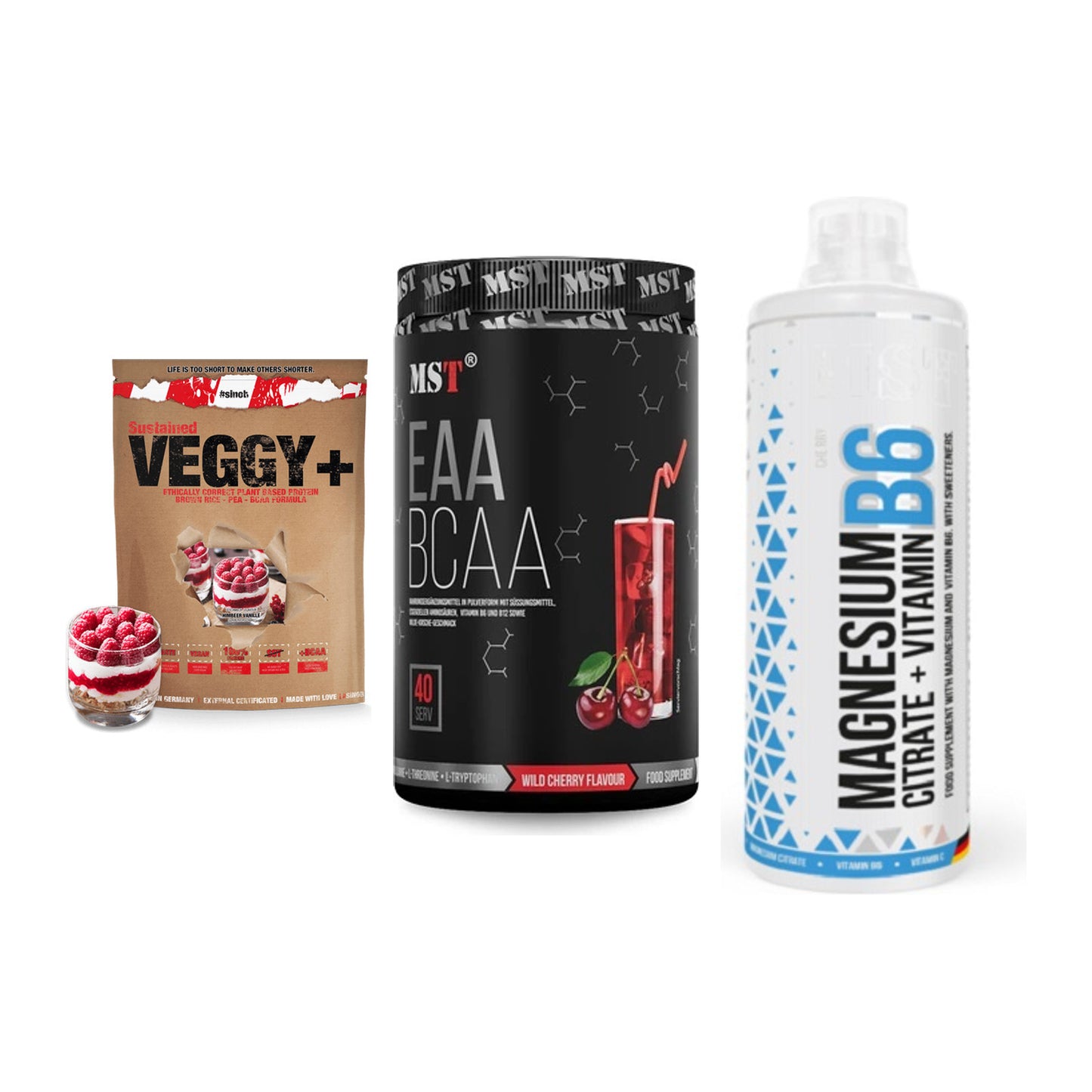 Pflanzliches Set: Sinob VEGGY + MST EAA & BCAA + MST Magnesium – alle enthaltenen Artikel