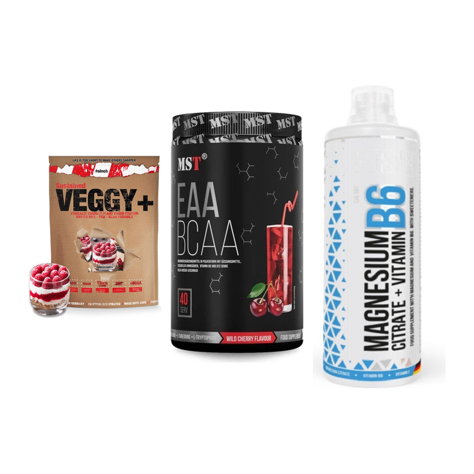 Pflanzliches Set: Sinob VEGGY + MST EAA & BCAA + MST Magnesium – alle enthaltenen Artikel