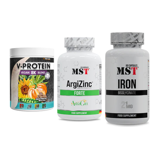 Pflanzliches Set: ProFuel V-Prote + MST ArgiZinc + MST Iron – alle enthaltenen Artikel