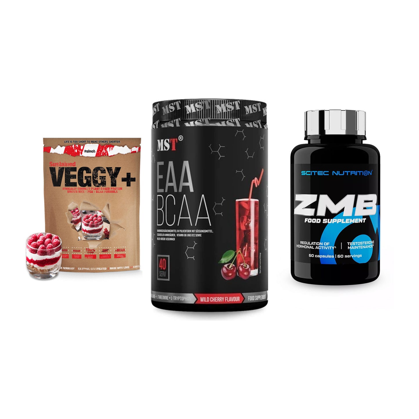 Pflanzliches Set: Sinob VEGGY + MST EAA & BCAA + Scitec ZMB – alle enthaltenen Artikel