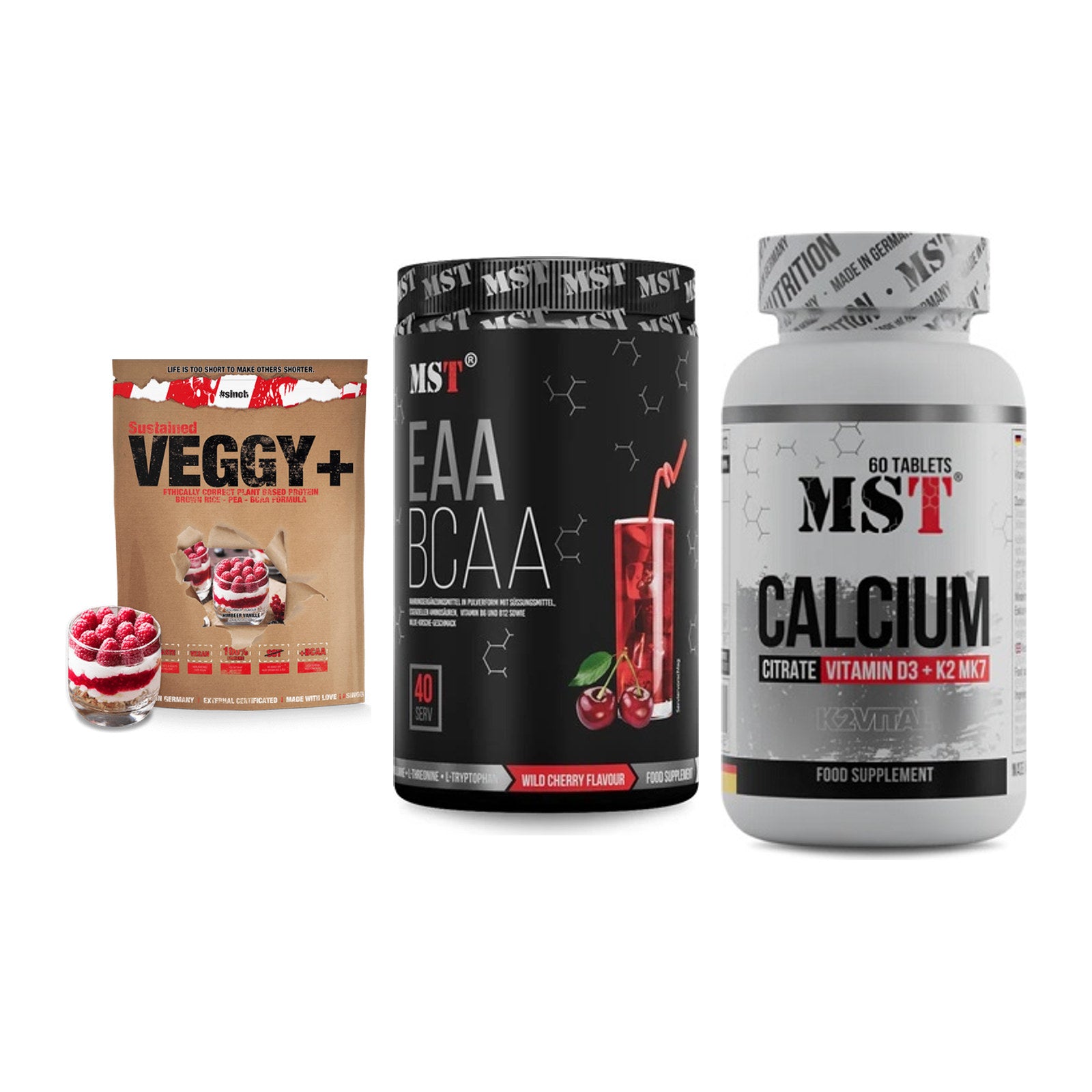 Pflanzliches Set: Sinob VEGGY + MST EAA & BCAA + MST Calcium – alle enthaltenen Artikel
