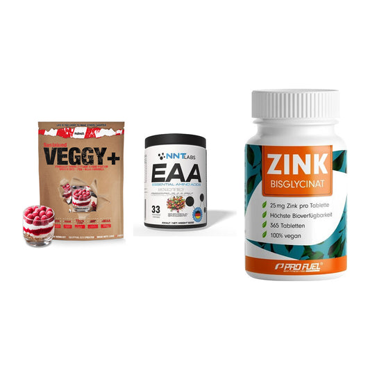 Pflanzliches Set: Sinob VEGGY + NNT EAA + ProFuel Zink – alle enthaltenen Artikel