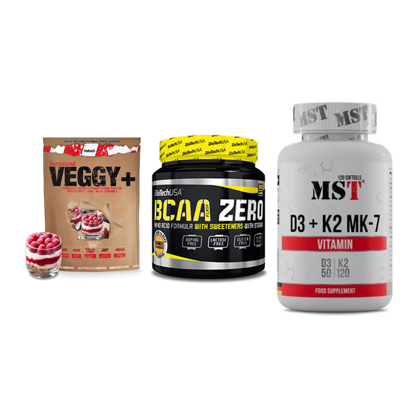 Pflanzliches Set: Sinob VEGGY + BioTech BCAA + MST Vitamin D3 – alle enthaltenen Artikel