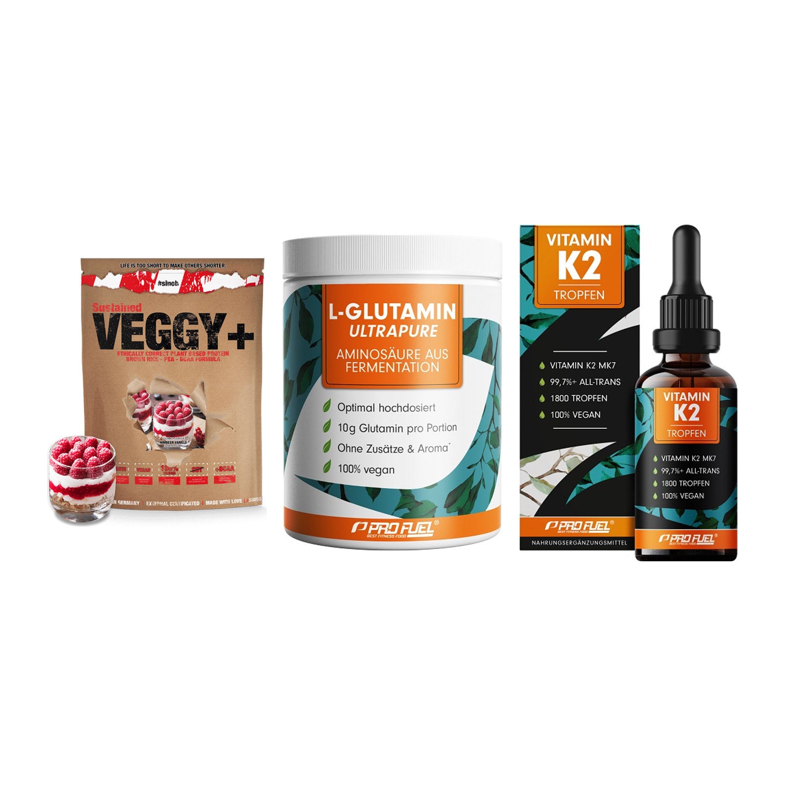 Pflanzliches Set: Sinob VEGGY + ProFuel Glutami + ProFuel Vitamin – alle enthaltenen Artikel