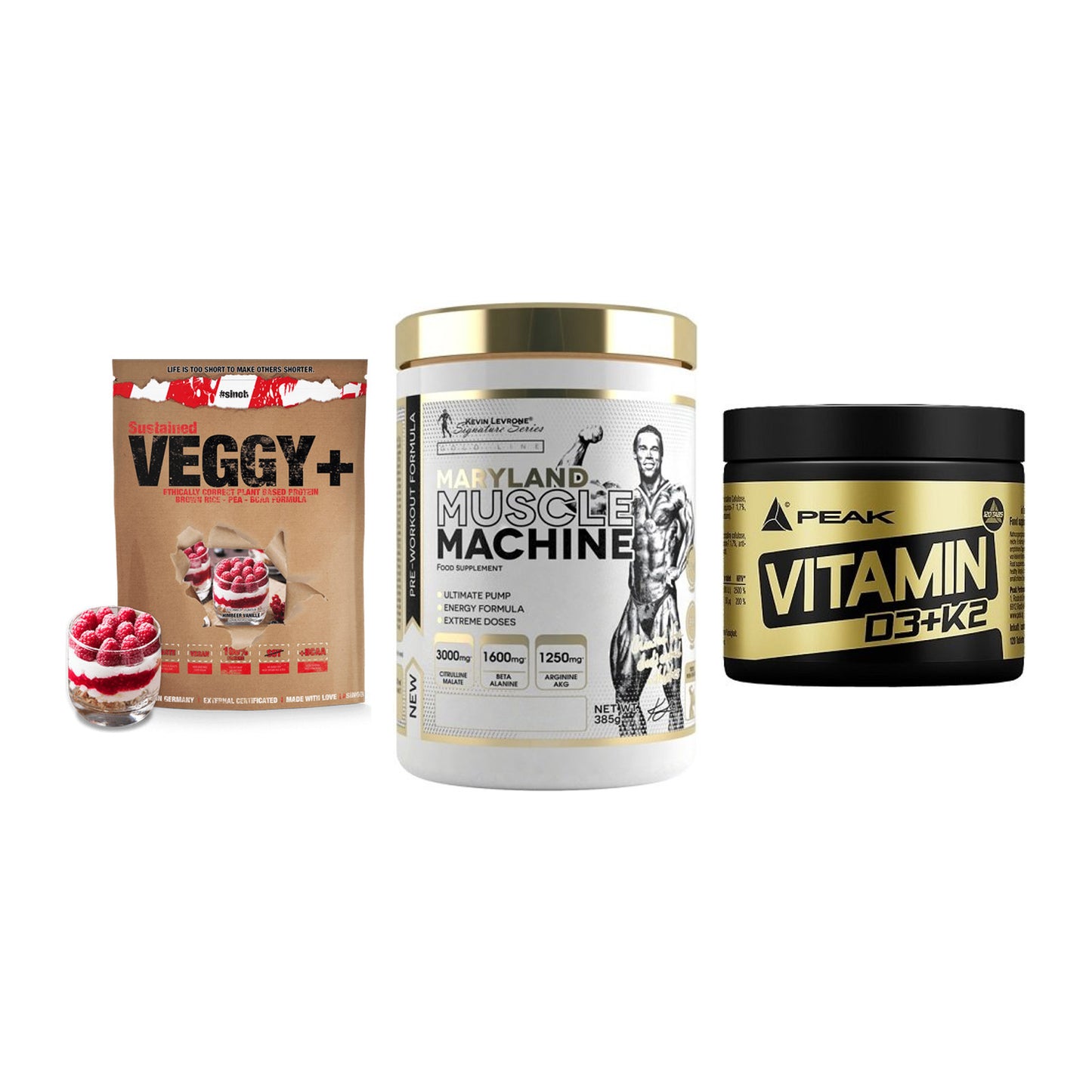 Pflanzliches Set: Sinob VEGGY + Kevin Levrone + Peak Vitamin – alle enthaltenen Artikel