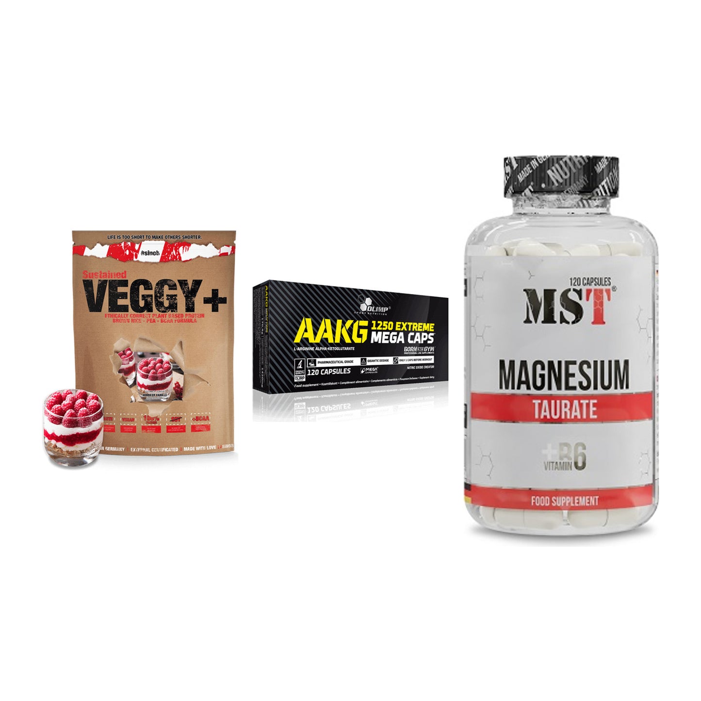 Pflanzliches Set: Sinob VEGGY + Olimp AAKG + MST Magnesium – alle enthaltenen Artikel