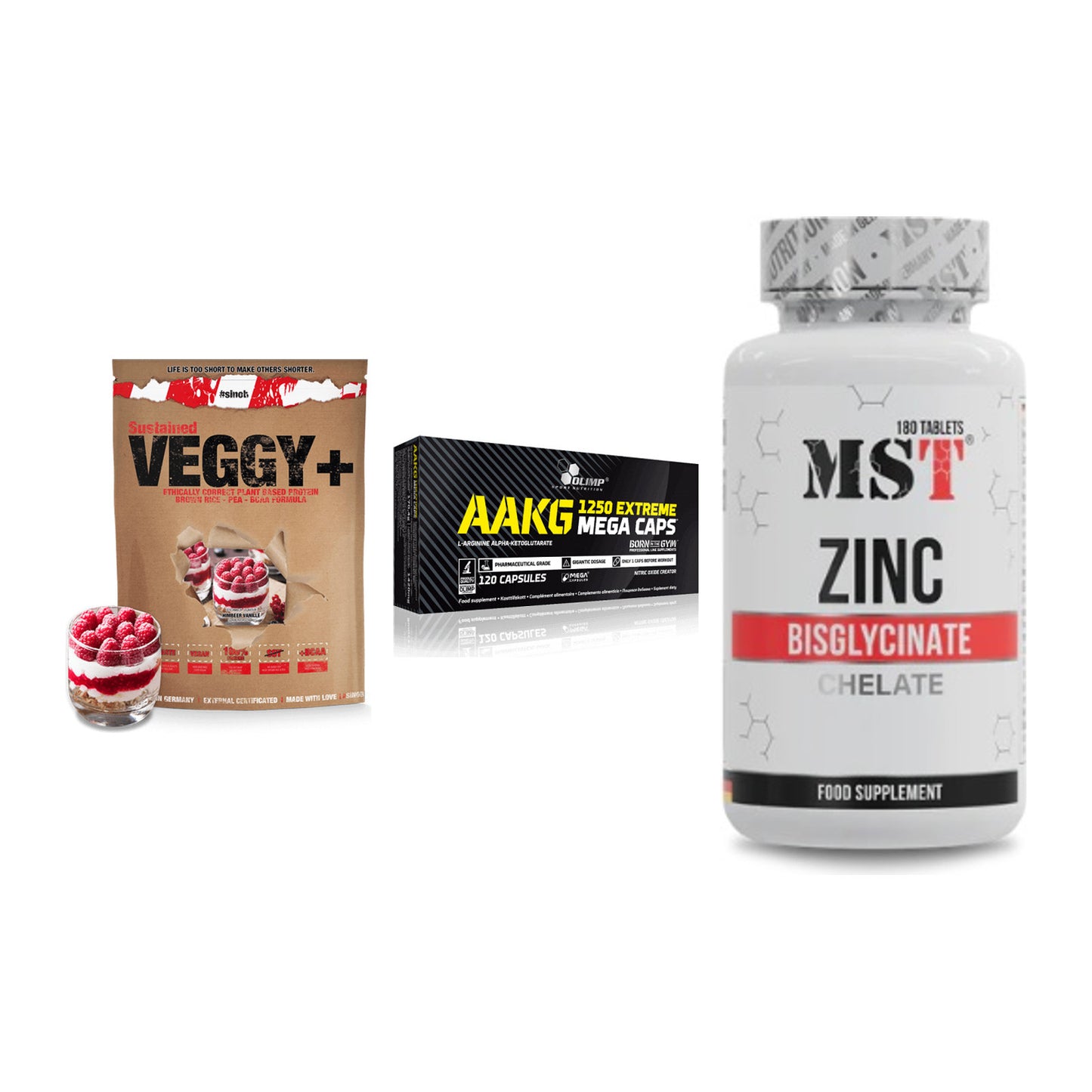Pflanzliches Set: Sinob VEGGY + Olimp AAKG + MST Zinc – alle enthaltenen Artikel