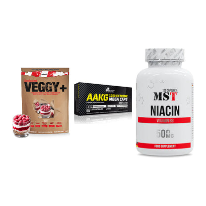 Pflanzliches Set: Sinob VEGGY + Olimp AAKG + MST Niacin – alle enthaltenen Artikel