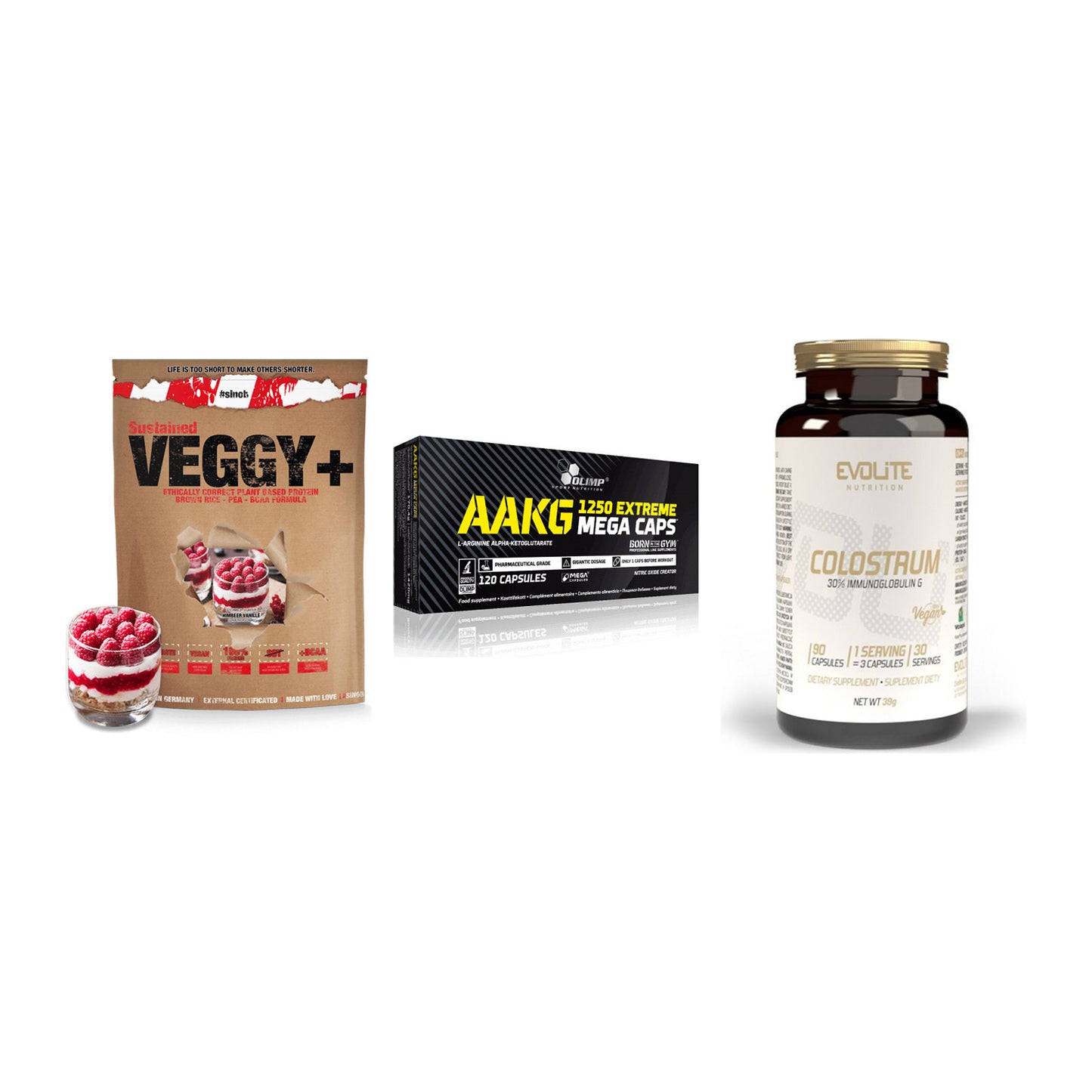 Pflanzliches Set: Sinob VEGGY + Olimp AAKG + Evolite Nutriti – alle enthaltenen Artikel