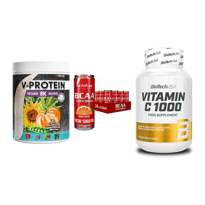 Pflanzliches Set: ProFuel V-Prote + Activlab BCAA + BioTech Vitamin – alle enthaltenen Artikel