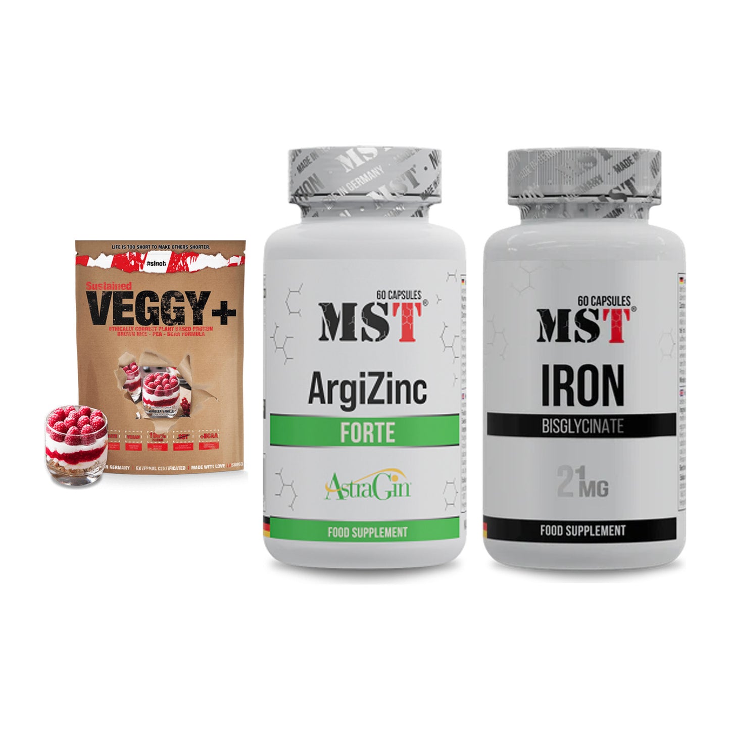 Pflanzliches Set: Sinob VEGGY + MST ArgiZinc + MST Iron – alle enthaltenen Artikel