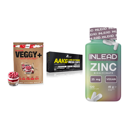 Pflanzliches Set: Sinob VEGGY + Olimp AAKG + INLEAD Zink – alle enthaltenen Artikel